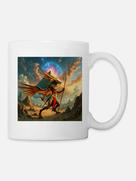 Geflügelter Wächter über der Pyramide - Tasse - Weiß