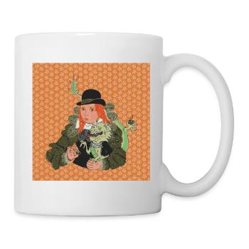 Barocke Lady mit Drache Humorvolles Fantasy Design - Tasse - Weiß - Rechts