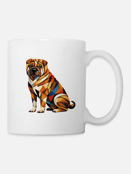 Shar pei Geometrisch - Tasse - Weiß