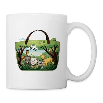 Jungle-Tierwelt Stofftasche - Tasse - Weiß - Rechts