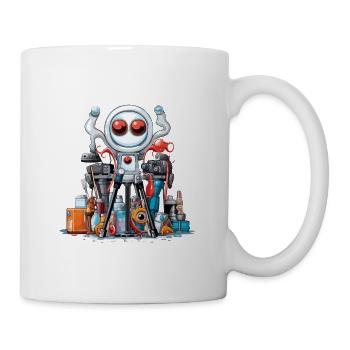 Kleiner Laborroboter mit Werkzeugen - Tasse - Weiß - Rechts