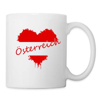 Österreich Herz Rotweißrot Grunge - Tasse - Weiß - Rechts