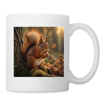 Squirrel in sunlit forest - Mug - white - Right