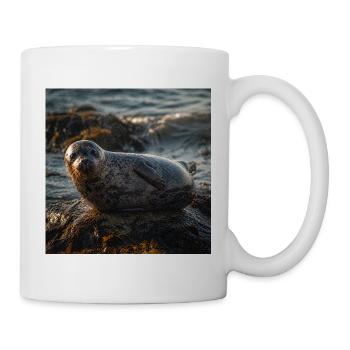 Robbe auf der Klippe am Meer - Tasse - Weiß - Rechts