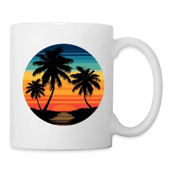Tropischer Sonnenuntergang mit Palmen - Tasse - Weiß - Rechts