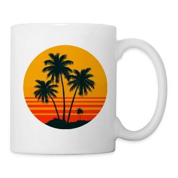 Palmiers au cercle du coucher du soleil - Mug blanc - blanc - Droite