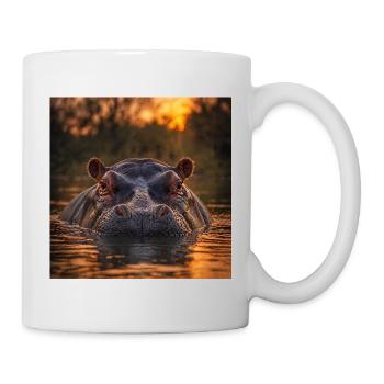 Sunset, hippopotamus in the water - Mug - white - Right