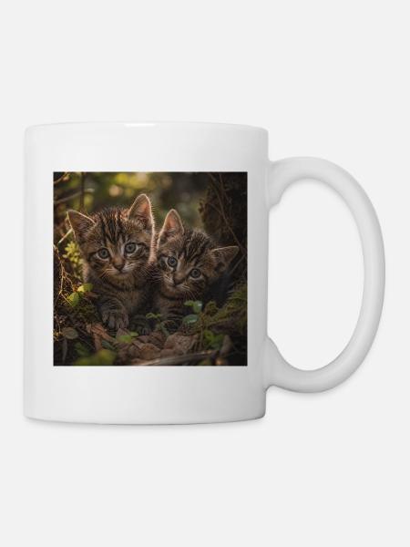 Kätzchen auf einer Lichtung im Wald - Tasse - Weiß