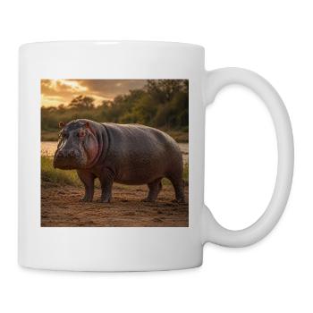 Flusspferd in Sonnenuntergangssafari - Tasse - Weiß - Rechts