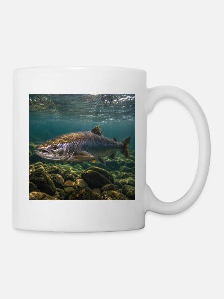 Lachs-Unterwassermotiv - Tasse - Weiß