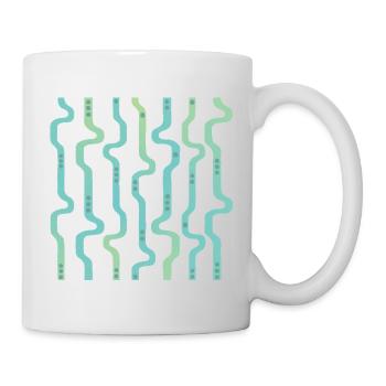 Bandes ondulées ondulées L rayures L Bleu vert - Mug blanc - blanc - Droite