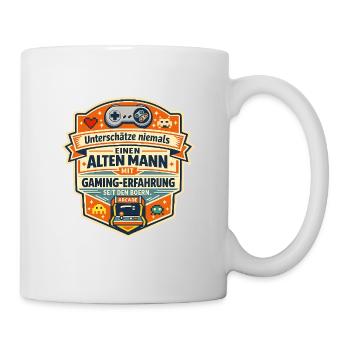 Unterschätze niemals alten Mann Gaming-Erfahrung - Tasse - Weiß - Rechts