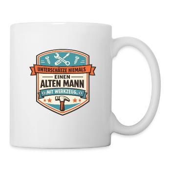 Unterschätze niemals alten Mann - Handwerk - Tasse - Weiß - Rechts