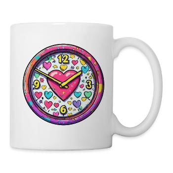 Horloge HerzZeit : Couleurs néon colorées - Mug blanc - blanc - Droite