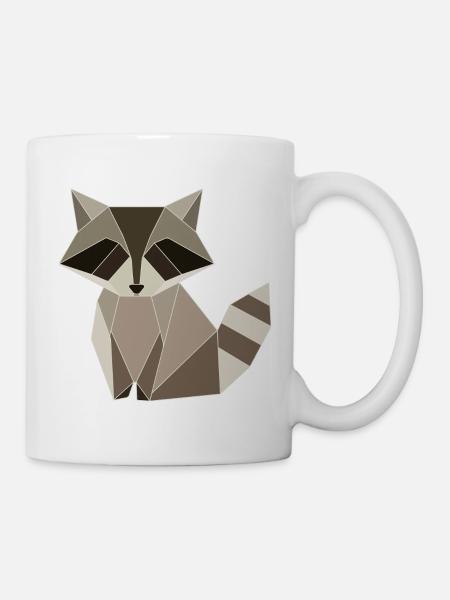Waschbär Polygon Geometrie Design - Tasse - Weiß