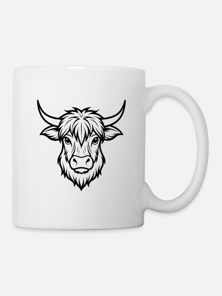 Highland-Kuhkopf - Tasse - Weiß