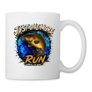 Nur noch eine Runde – lustiges Karpfenfischen-Design - Tasse - Weiß - Rechts