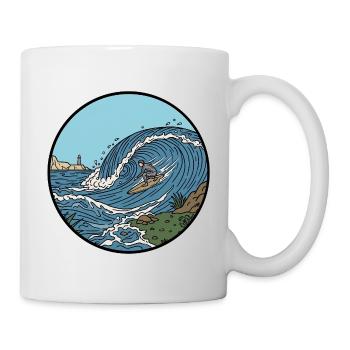Retro Surf Welle - Wassersport Logo Design - Tasse - Weiß - Rechts
