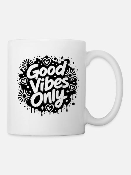 Good Vibe Only Graffiti Motif - Mug - white