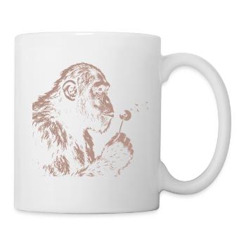  Chimpanzee Blowing Dandelion Art Monkey Nature - Tasse - Weiß - Rechts