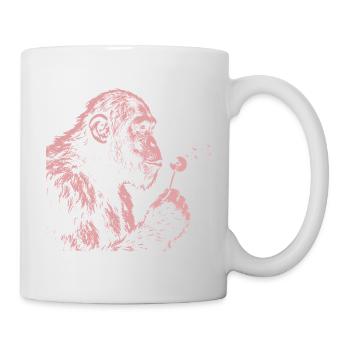  Chimpanzee Blowing Dandelion Art Monkey Nature - Tasse - Weiß - Rechts