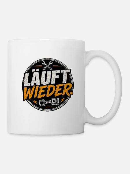 Läuft Wieder! Mechaniker Badge - Tasse - Weiß