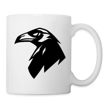 Raven, Simple Silhouette Logo - Tasse - Weiß - Rechts