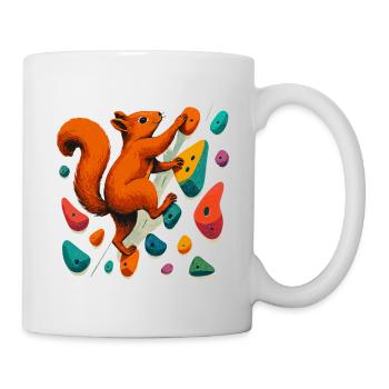 Eichhörnchen am Fels: Motivation & Boulder-Art - Tasse - Weiß - Rechts