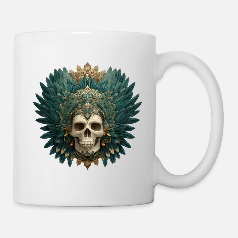 Quetzal Calavera Skull - Mug - white