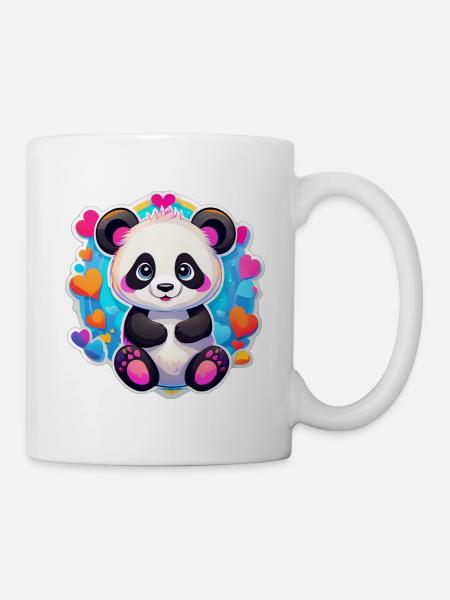 Rainbow Heart Panda - Mug - white