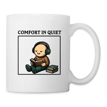 Silence while reading with headphones - Mug - white - Right