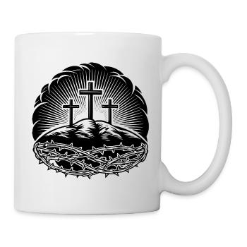Dornenkrone + Kreuz Christliches Motiv - Tasse - Weiß - Rechts