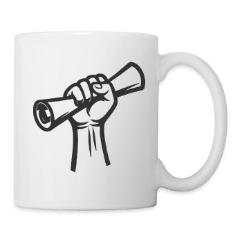 Raised fist on roller - Mug - white - Right