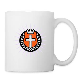 Kreuz im Lichtschein mit Krone - Tasse - Weiß - Rechts