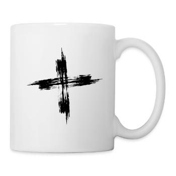 Croix de la Repentance des Cendres Trait de Croix Noire - Mug blanc - blanc - Droite