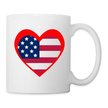 American Heart Flag – Red Patriotic Love - Mug blanc - blanc - Droite