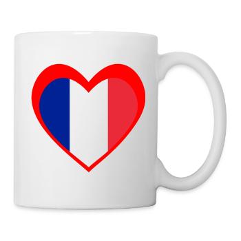 Cœur Drapeau Français – Amour Tricolore Rouge - Mug blanc - blanc - Droite