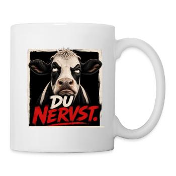 Du nervst Kuh T-Shirt – Du schon wieder - Tasse - Weiß - Rechts