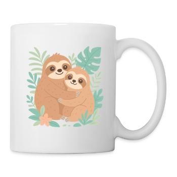 Des paresseux câlins dans le design de la jungle - Mug blanc - blanc - Droite