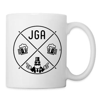 JGA Bräutigam Handzeichen Bier Kreis Symbol POS 1C - Tasse - Weiß - Rechts