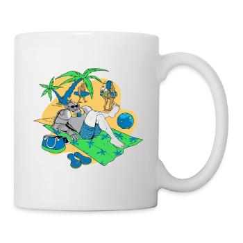 Entspannter Ritter am tropischen Strand - Tasse - Weiß - Rechts