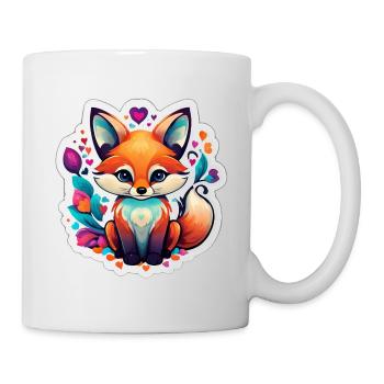 Renard féerique coloré cœur - Mug blanc - blanc - Droite