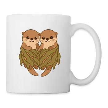Cute Sea Otter Couple in Seaweed Blanket - Mug - white - Right