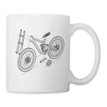 DH-Bike Exploded Drawing: MTB Technique Sketch - Mug - white - Right