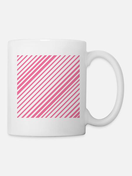 Graphic lines with diagonal stripes L pink - Mug - white