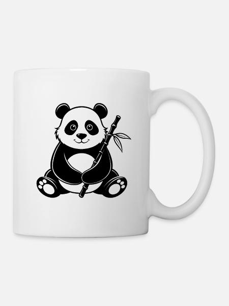 Panda mit Bambus - Tasse - Weiß