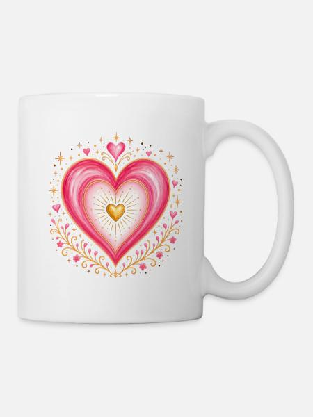 Heart pink gold - Mug - white