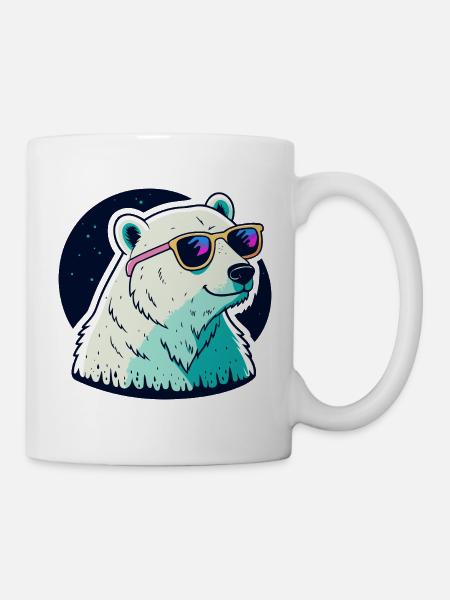 Neon-Eisbären-Sonnenbrille - Tasse - Weiß