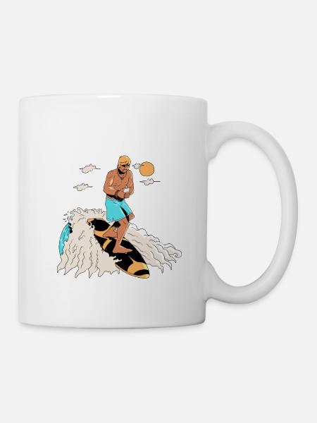 Surfer und Smartphone - Tasse - Weiß