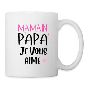 Maman Papa je vous aime coeur - Mug blanc - blanc - Droite